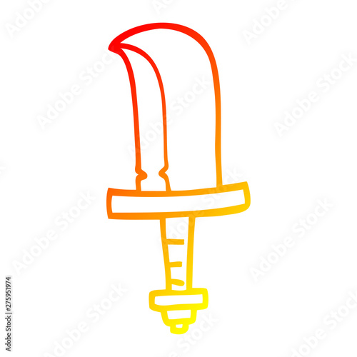 warm gradient line drawing cartoon old dagger