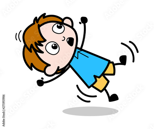 Falling Down - School Boy Cartoon Character Vector Illustration