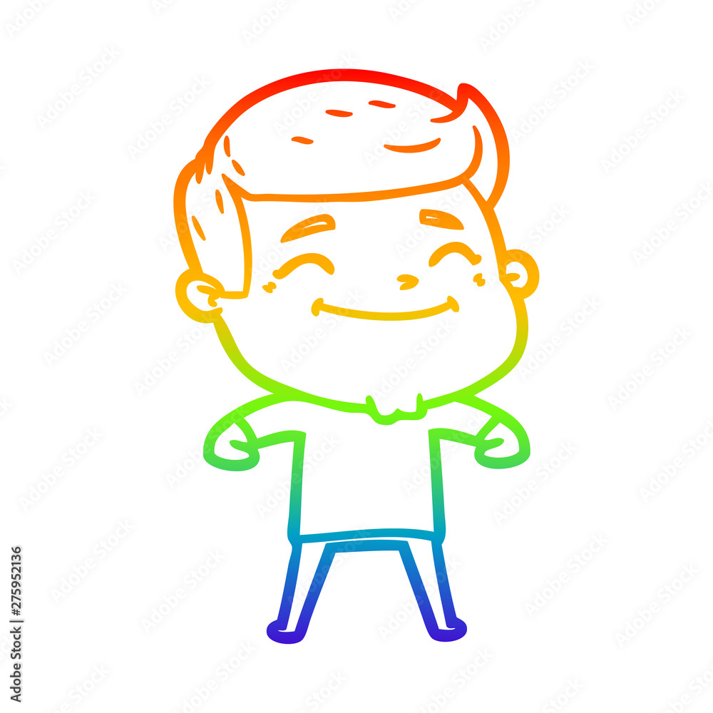 rainbow gradient line drawing happy cartoon man rainbow gradient line drawing happy cartoon man
