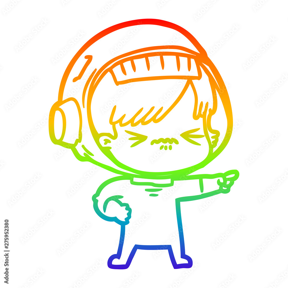 rainbow gradient line drawing cartoon astronaut woman rainbow gradient line drawing cartoon astronaut woman