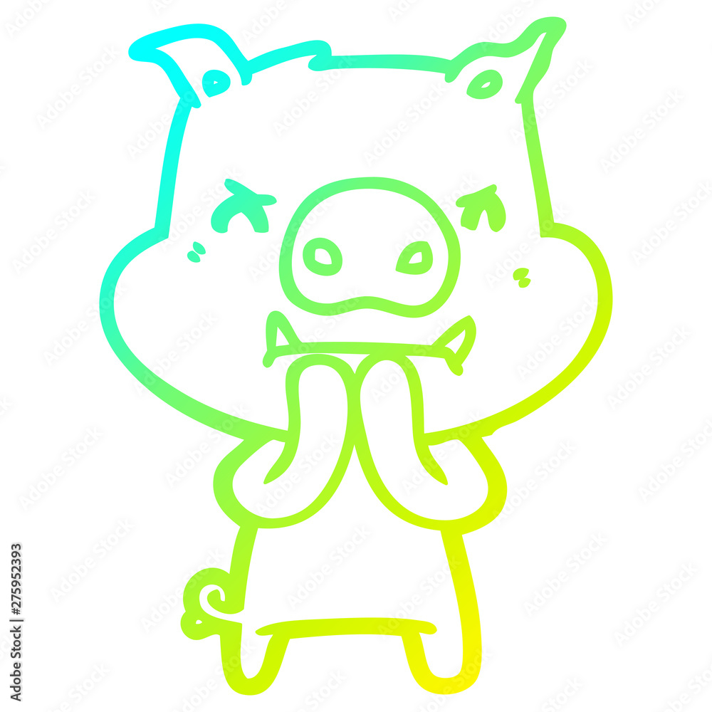 cold gradient line drawing angry cartoon pig cold gradient line drawing angry cartoon pig
