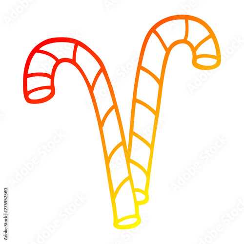 warm gradient line drawing cartoon xmas candy cane