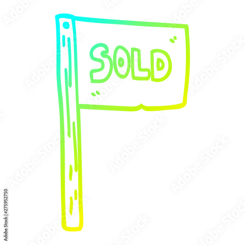 cold gradient line drawing cartoon sold sign