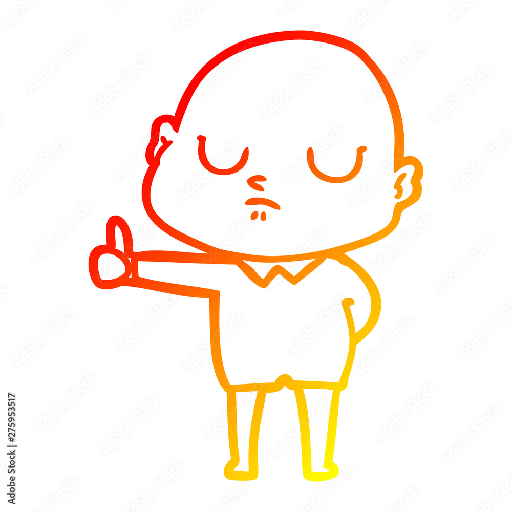 warm gradient line drawing cartoon bald man warm gradient line drawing cartoon bald man