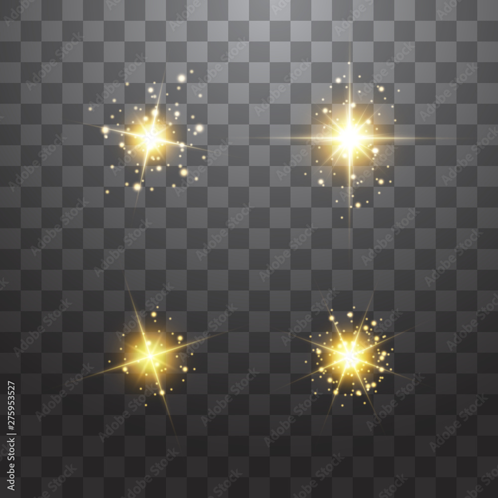 The dust is yellow. yellow sparks and golden stars shine with special light. Vector sparkles on a transparent background. Christmas light effect. Sparkling magical dust particles The dust is yellow. yellow sparks and golden stars shine with special light. Vector sparkles on a transparent background. Christmas light effect. Sparkling magical dust particles