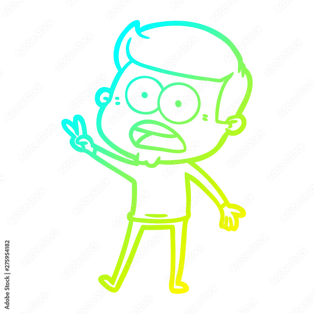 cold gradient line drawing cartoon shocked man