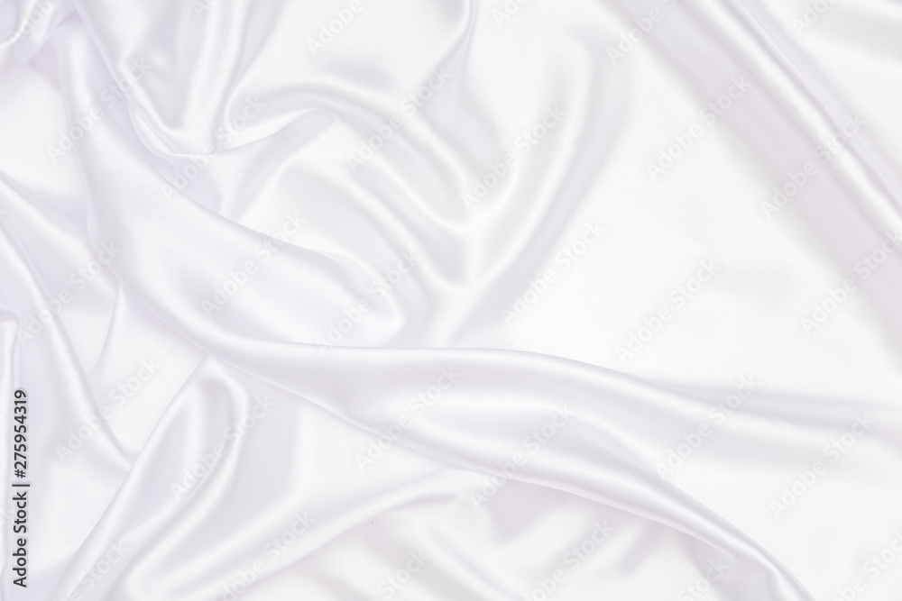 Naklejka premium Crumpled of white satin for abstract and design, Detail and grooved of fabric for background and textured