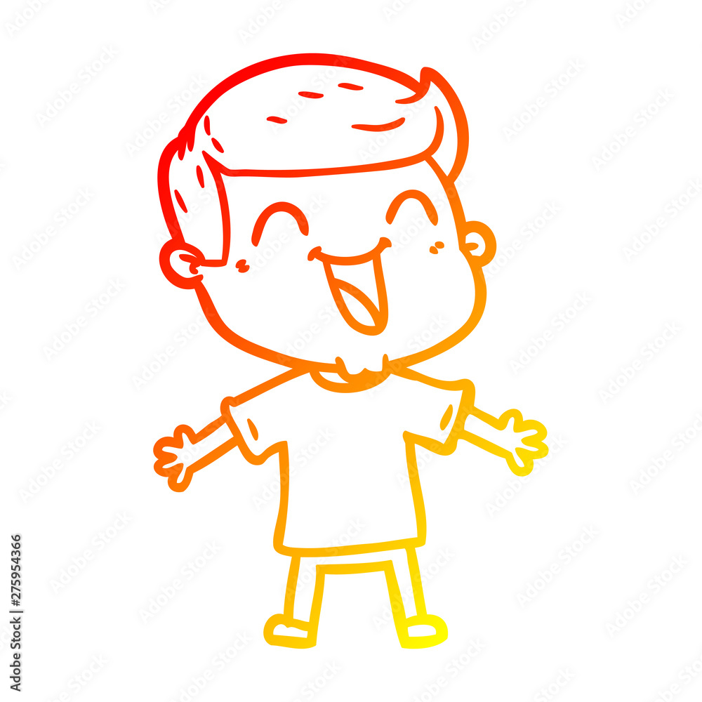 warm gradient line drawing cartoon happy man warm gradient line drawing cartoon happy man