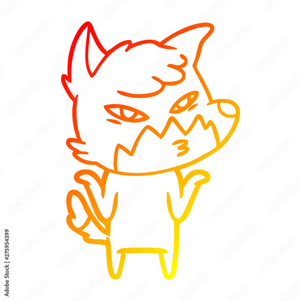warm gradient line drawing clever cartoon fox warm gradient line drawing clever cartoon fox