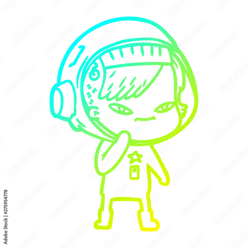cold gradient line drawing cartoon astronaut woman cold gradient line drawing cartoon astronaut woman