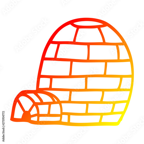 warm gradient line drawing cartoon igloo