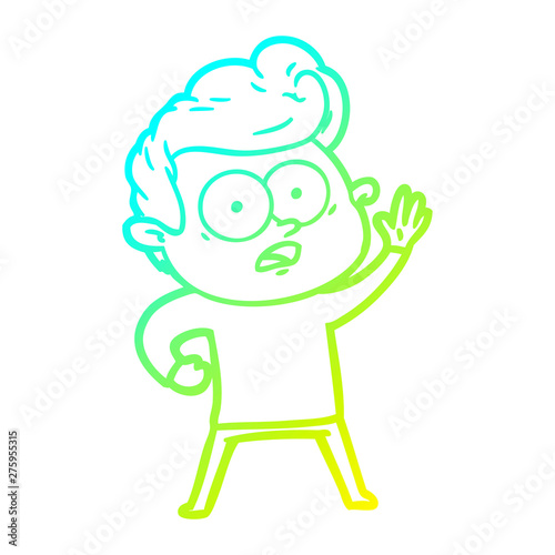 cold gradient line drawing cartoon staring man