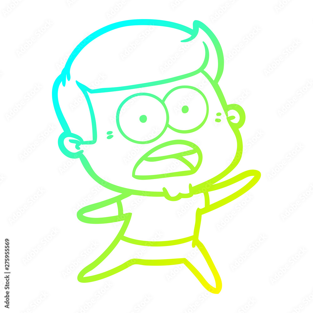 Obraz premium cold gradient line drawing cartoon shocked man