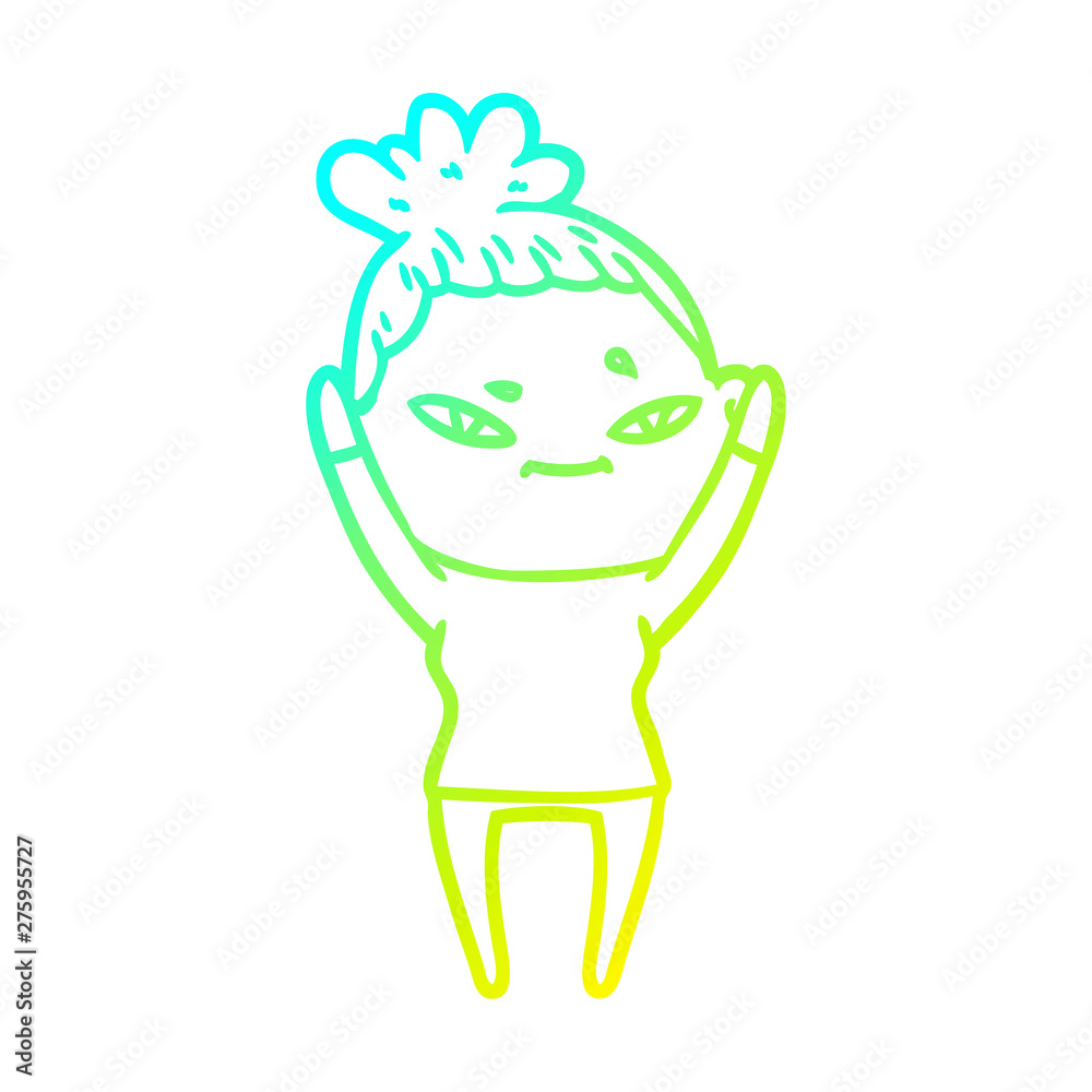 cold gradient line drawing cartoon woman