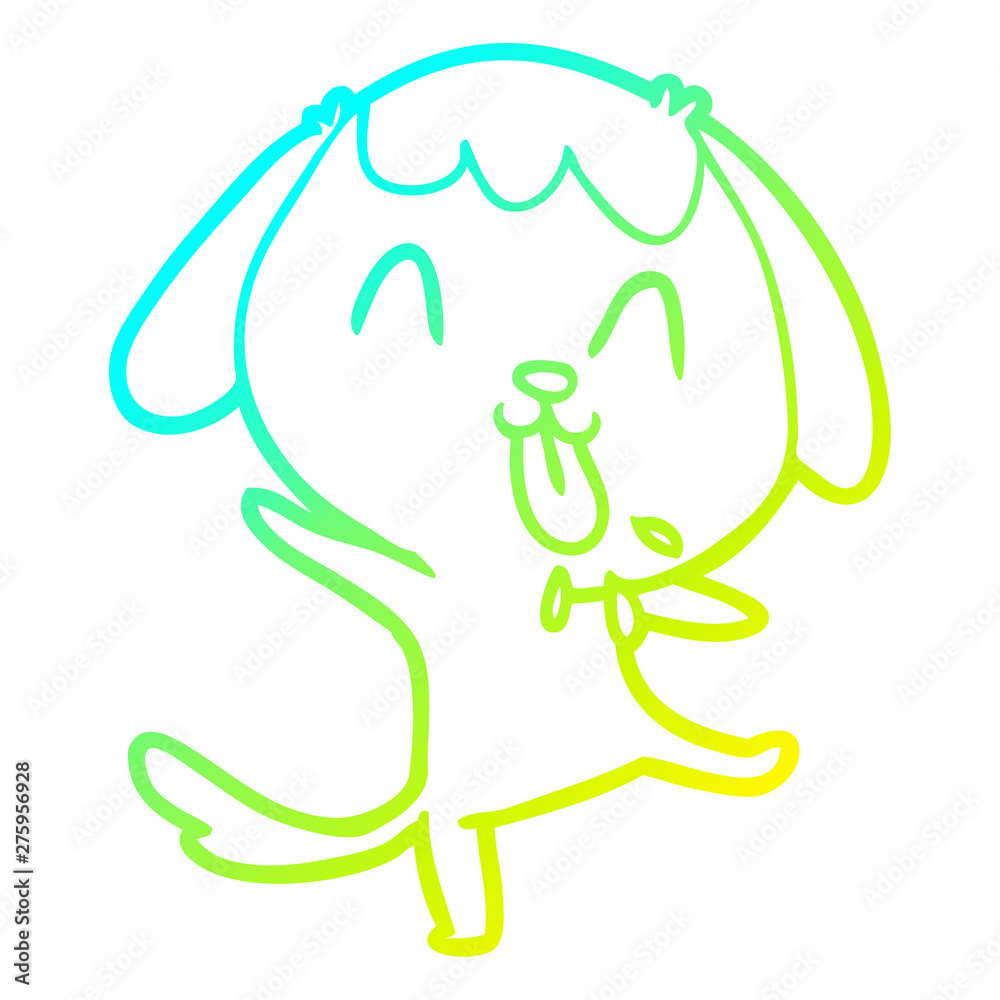 Obraz premium cold gradient line drawing cute cartoon dog