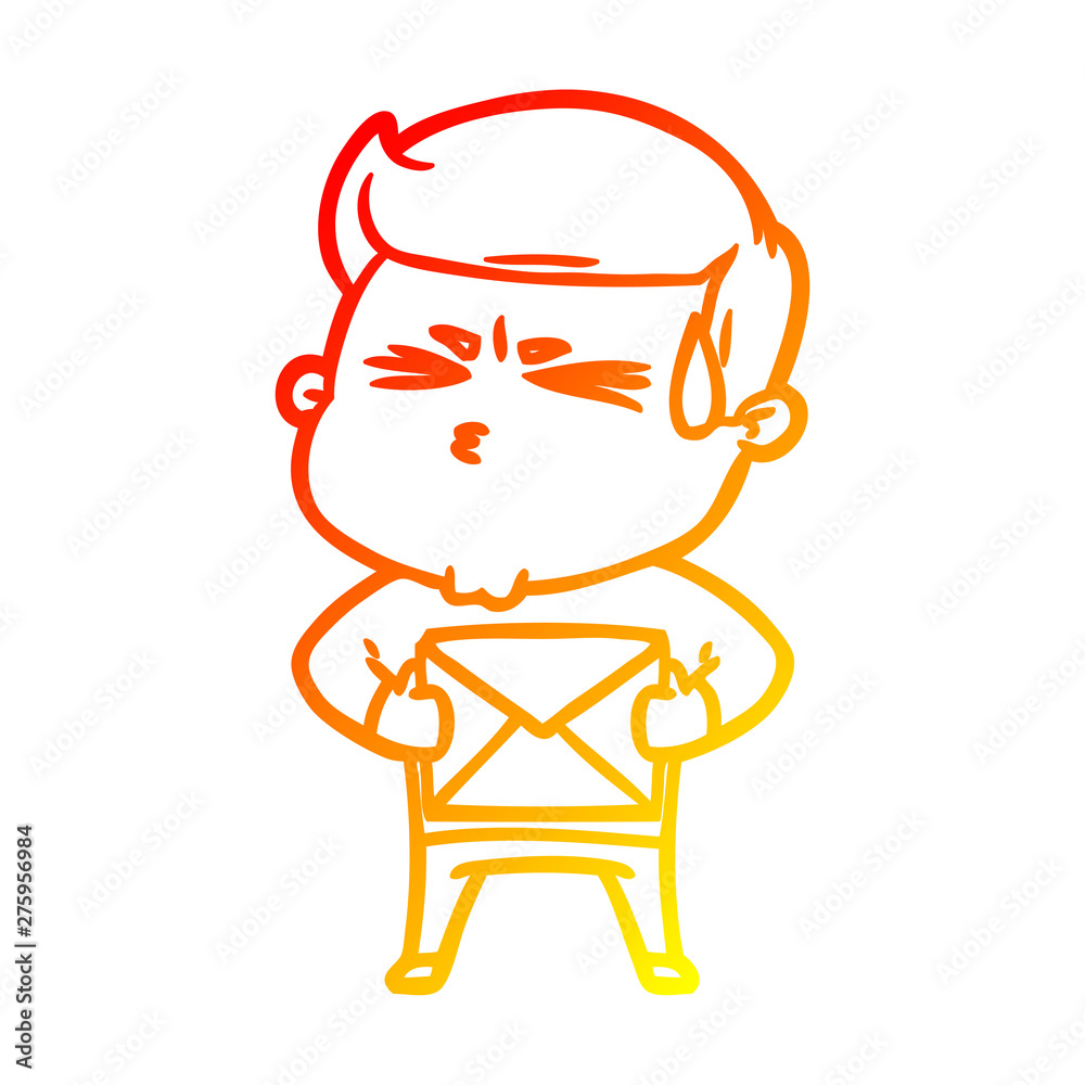 warm gradient line drawing cartoon man sweating warm gradient line drawing cartoon man sweating