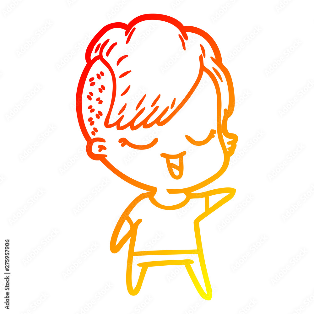 warm gradient line drawing happy cartoon girl warm gradient line drawing happy cartoon girl