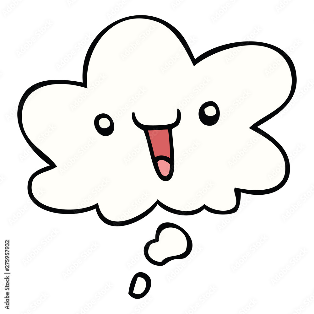 cute happy cartoon face and thought bubble cute happy cartoon face and thought bubble
