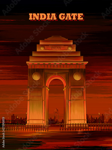 vector illustration of historical monument India Gate in Delhi