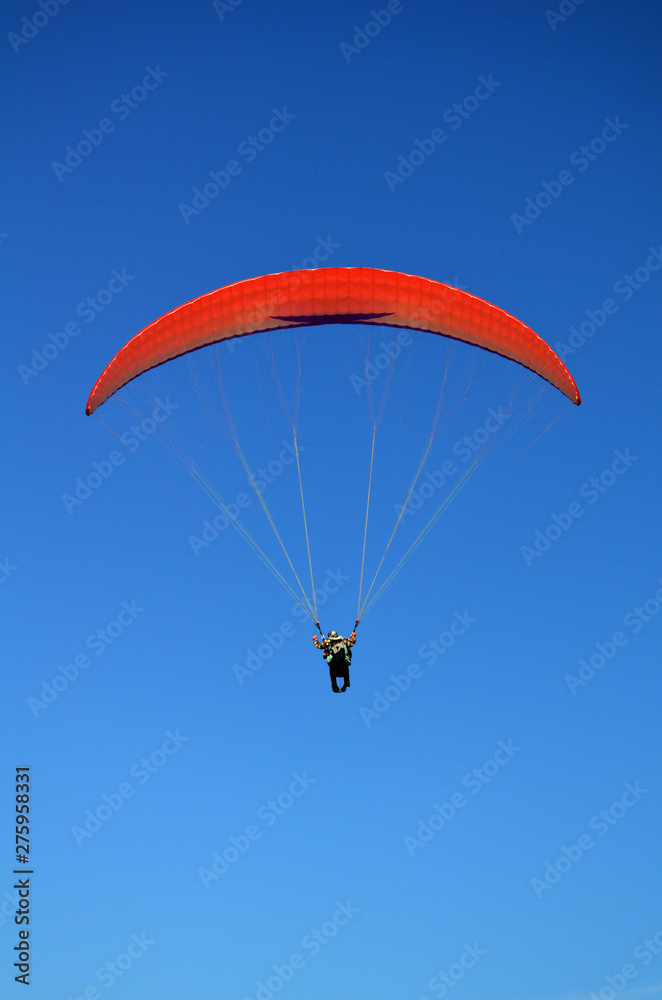 paraglider flying on the blue sky paraglider flying on the blue sky