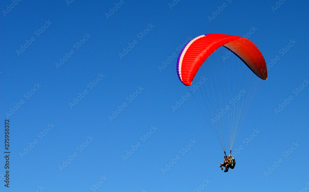 paraglider flying on the blue sky paraglider flying on the blue sky