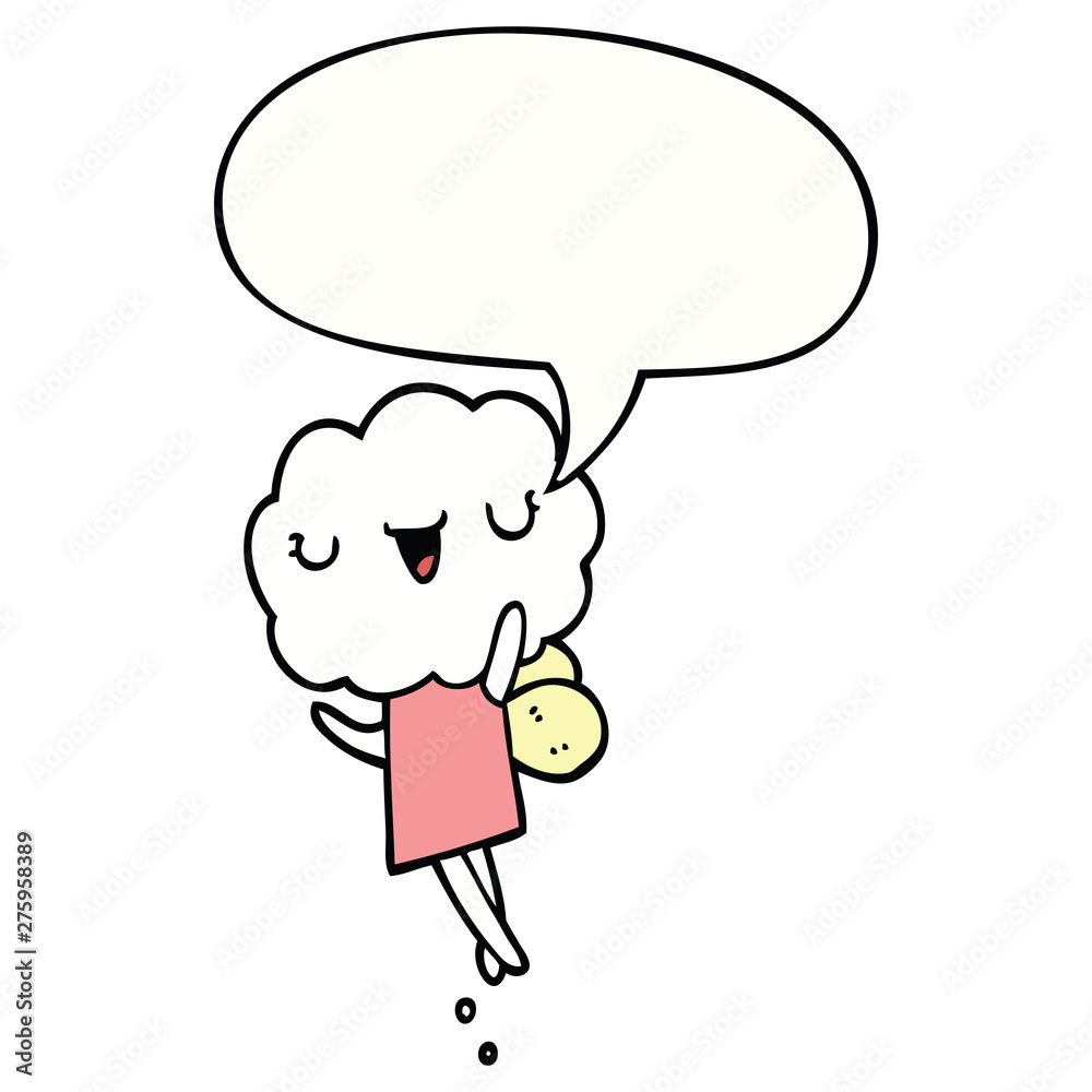 cute cartoon cloud head creature and speech bubble cute cartoon cloud head creature and speech bubble