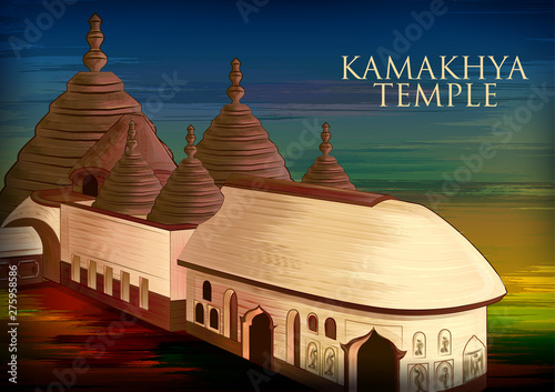 vector illustration of historical monument Kamakhya Temple in Guwahati, Assam, India photo