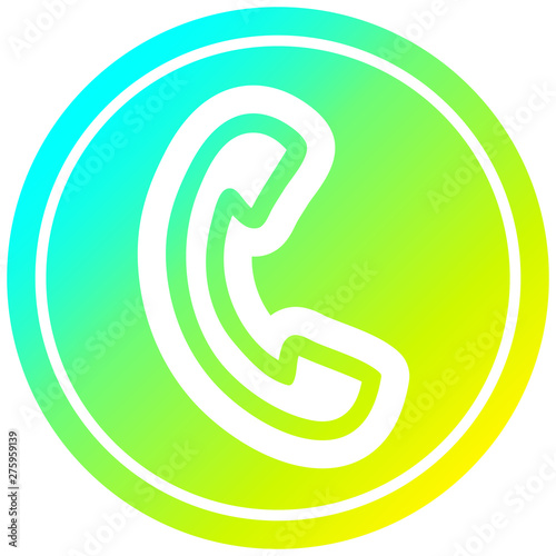 telephone handset circular in cold gradient spectrum