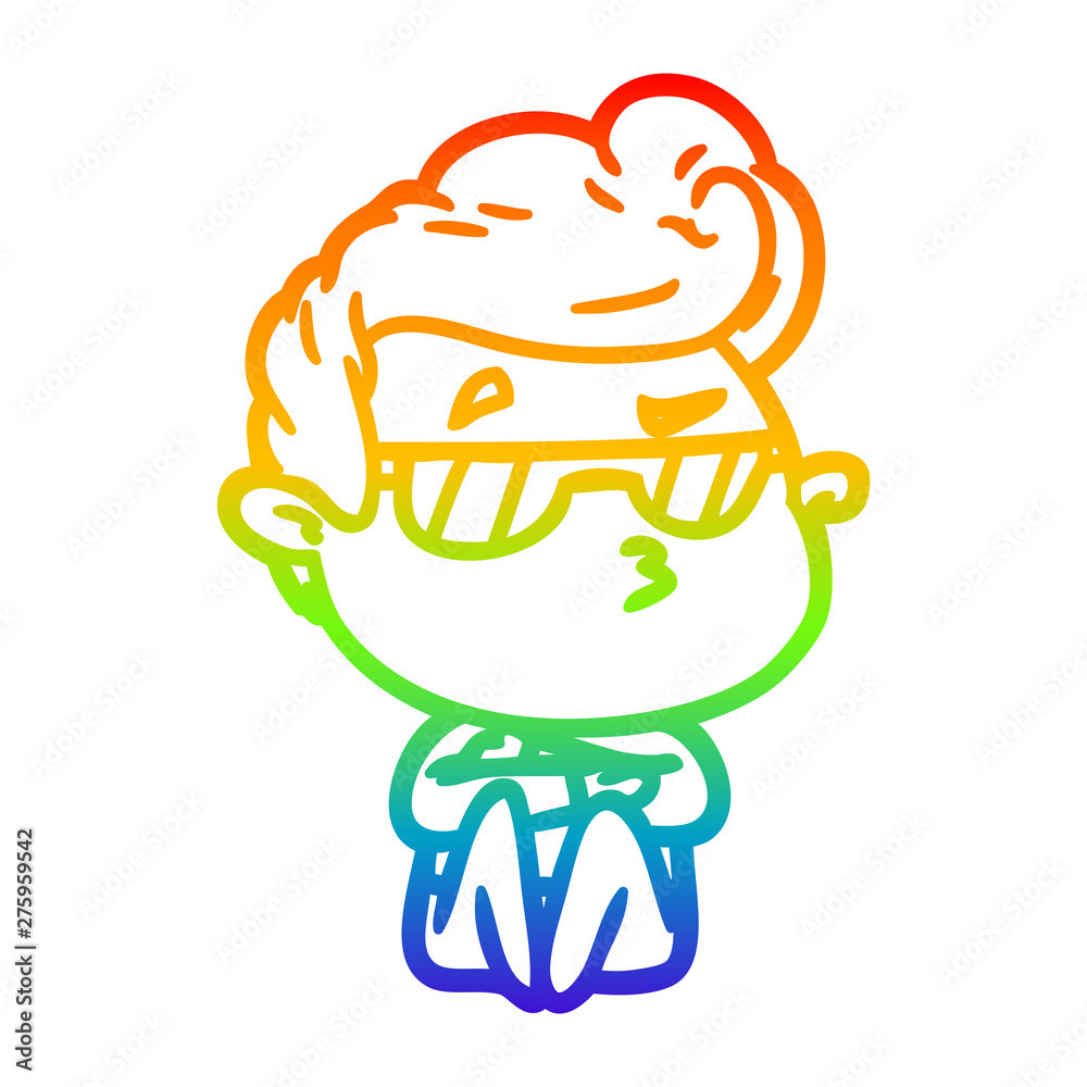 rainbow gradient line drawing cartoon cool guy rainbow gradient line drawing cartoon cool guy