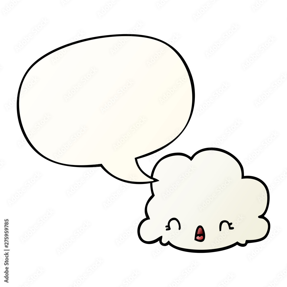 cartoon cloud and speech bubble in smooth gradient style