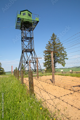 Heavily protected state border with watch towers and pillboxes