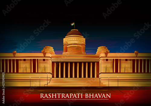 vector illustration of historical monument Rashtrapati Bhavan in New Delhi, India photo