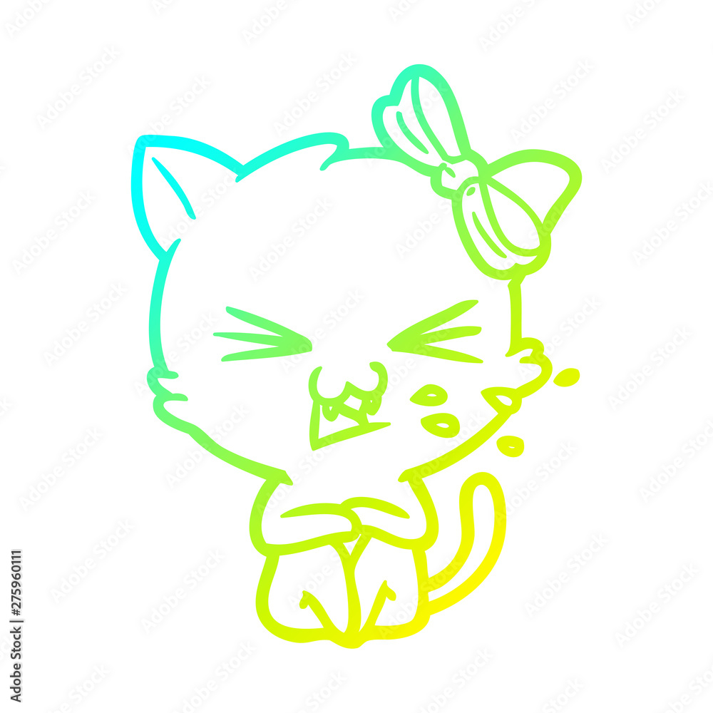 cold gradient line drawing cartoon cat cold gradient line drawing cartoon cat