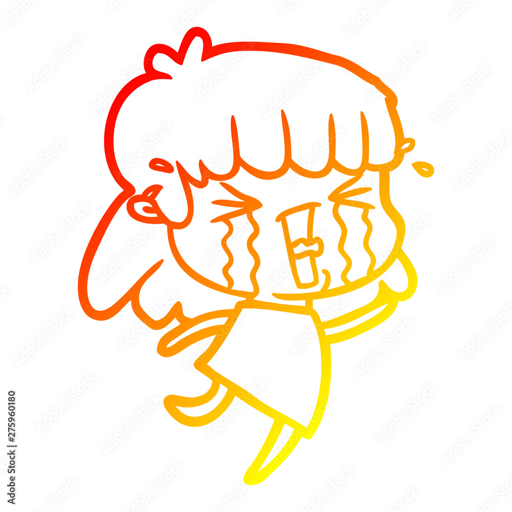 warm gradient line drawing cartoon woman in tears warm gradient line drawing cartoon woman in tears