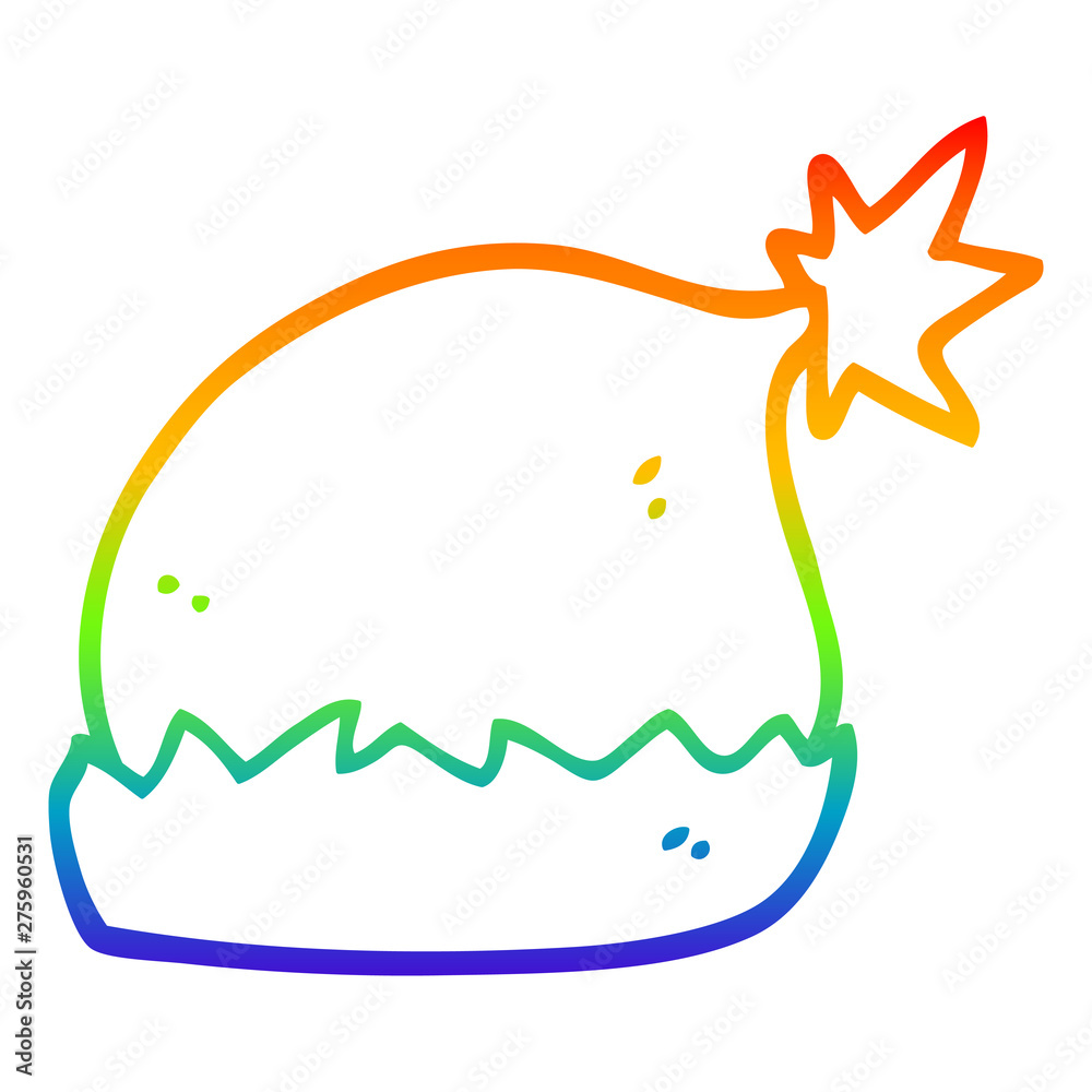 Obraz premium rainbow gradient line drawing cartoon santa hat