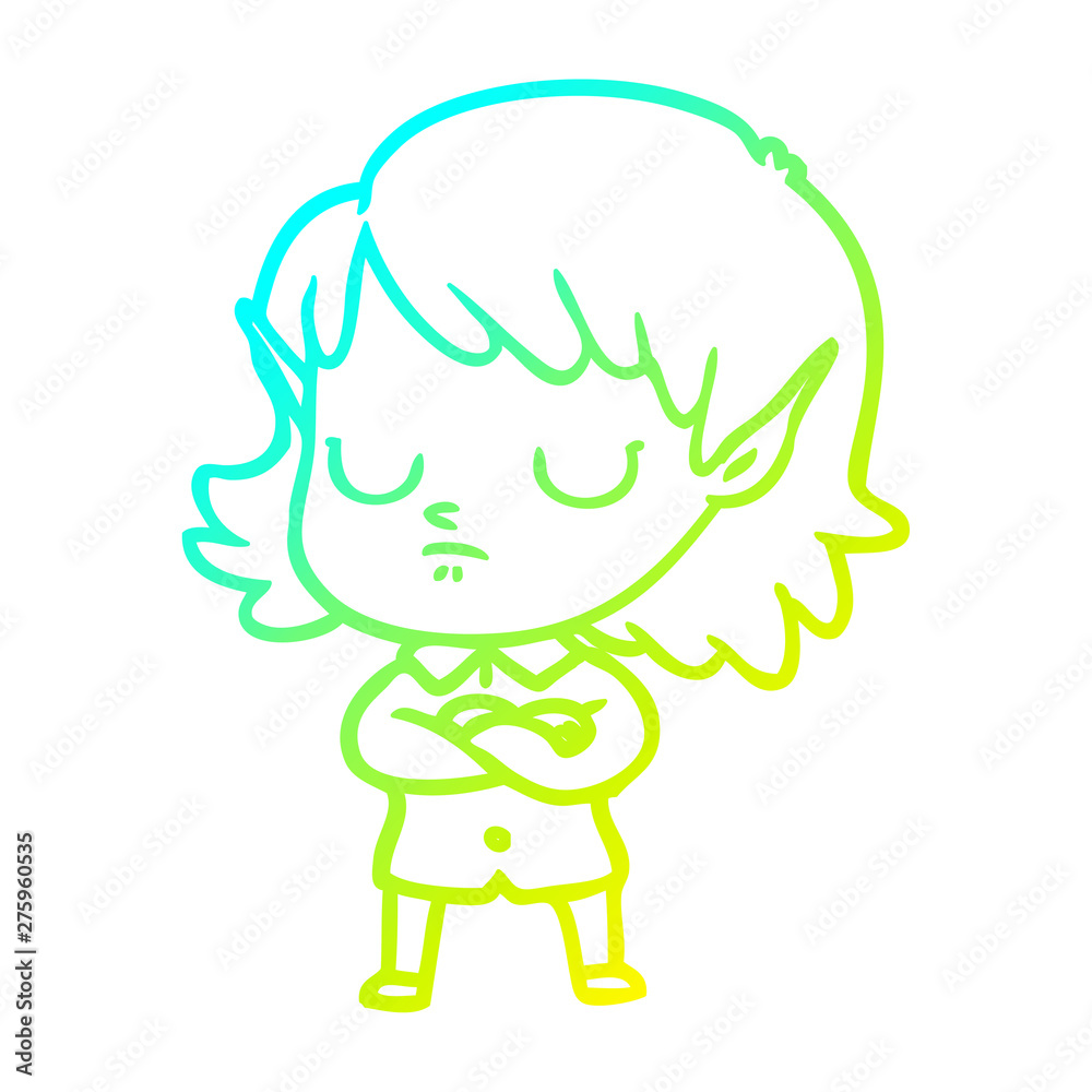 cold gradient line drawing cartoon elf girl cold gradient line drawing cartoon elf girl