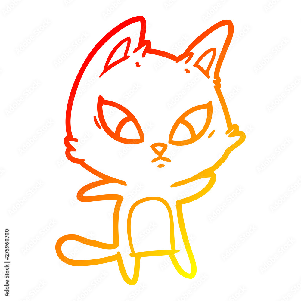 Obraz premium warm gradient line drawing confused cartoon cat