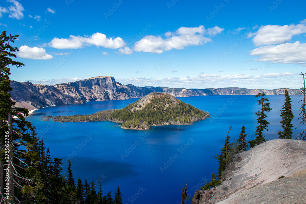 Deep blue water at Crater Lake, OR