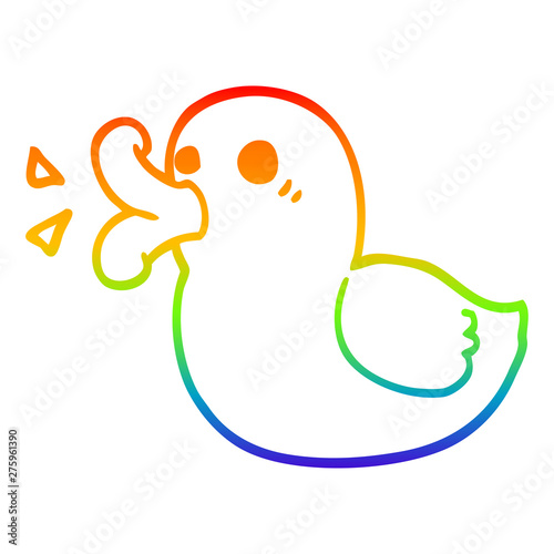 rainbow gradient line drawing cartoon rubber duck