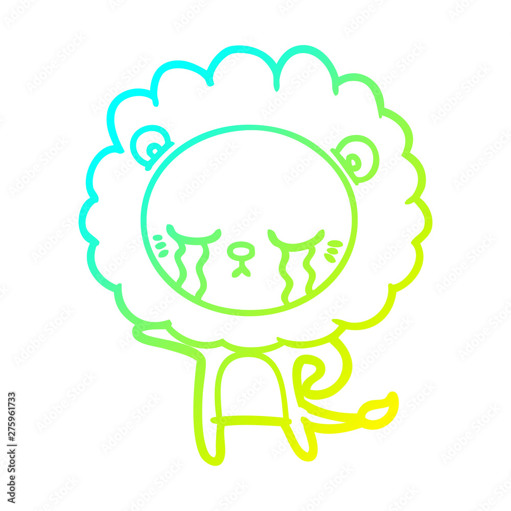 cold gradient line drawing crying cartoon lion cold gradient line drawing crying cartoon lion