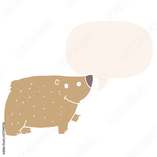 cartoon bear and speech bubble in retro style