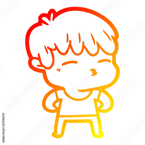 warm gradient line drawing cartoon curious boy