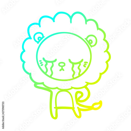 Wallpaper Mural cold gradient line drawing crying cartoon lion Torontodigital.ca