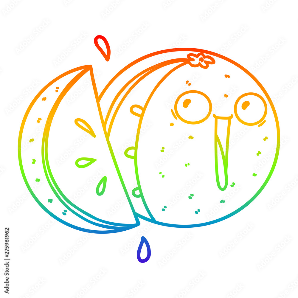 Fototapeta premium rainbow gradient line drawing crazy cartoon orange