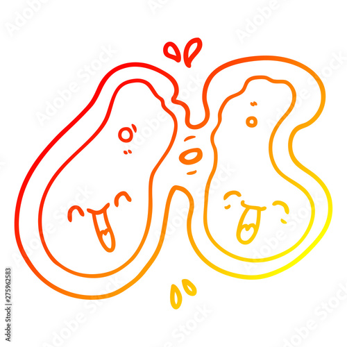 warm gradient line drawing cartoon cell dividing