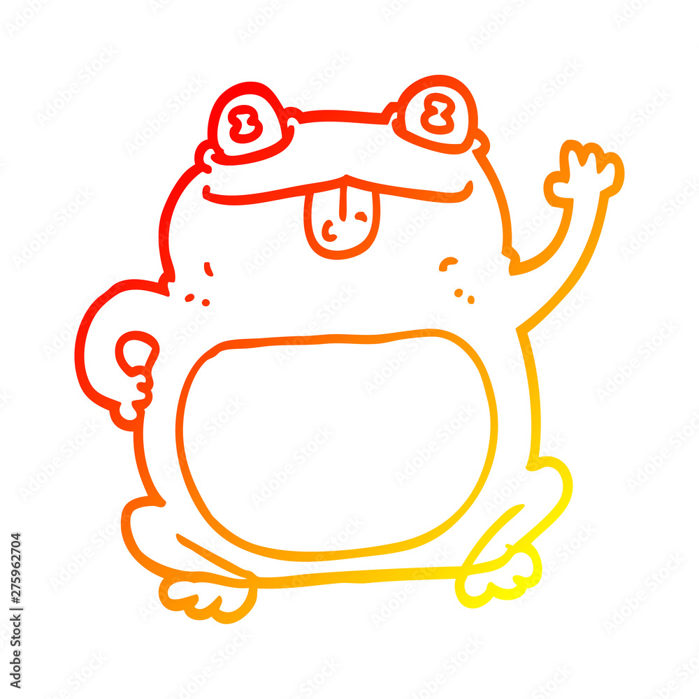Fototapeta premium warm gradient line drawing cartoon frog