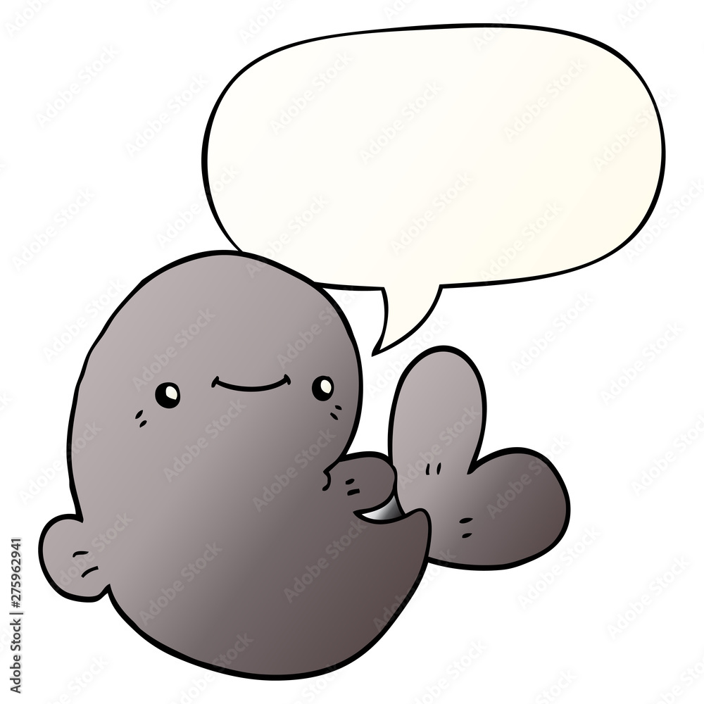 cartoon whale and speech bubble in smooth gradient style cartoon whale and speech bubble in smooth gradient style