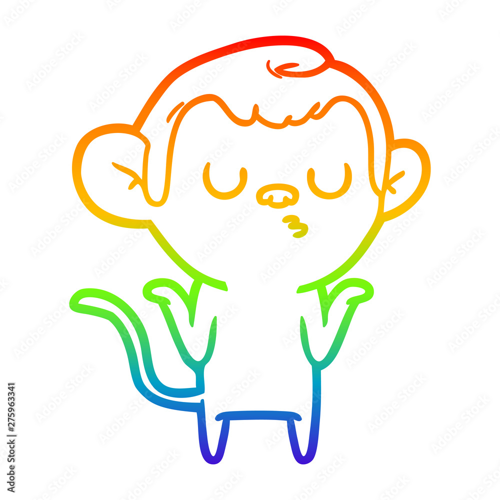 rainbow gradient line drawing cartoon monkey rainbow gradient line drawing cartoon monkey