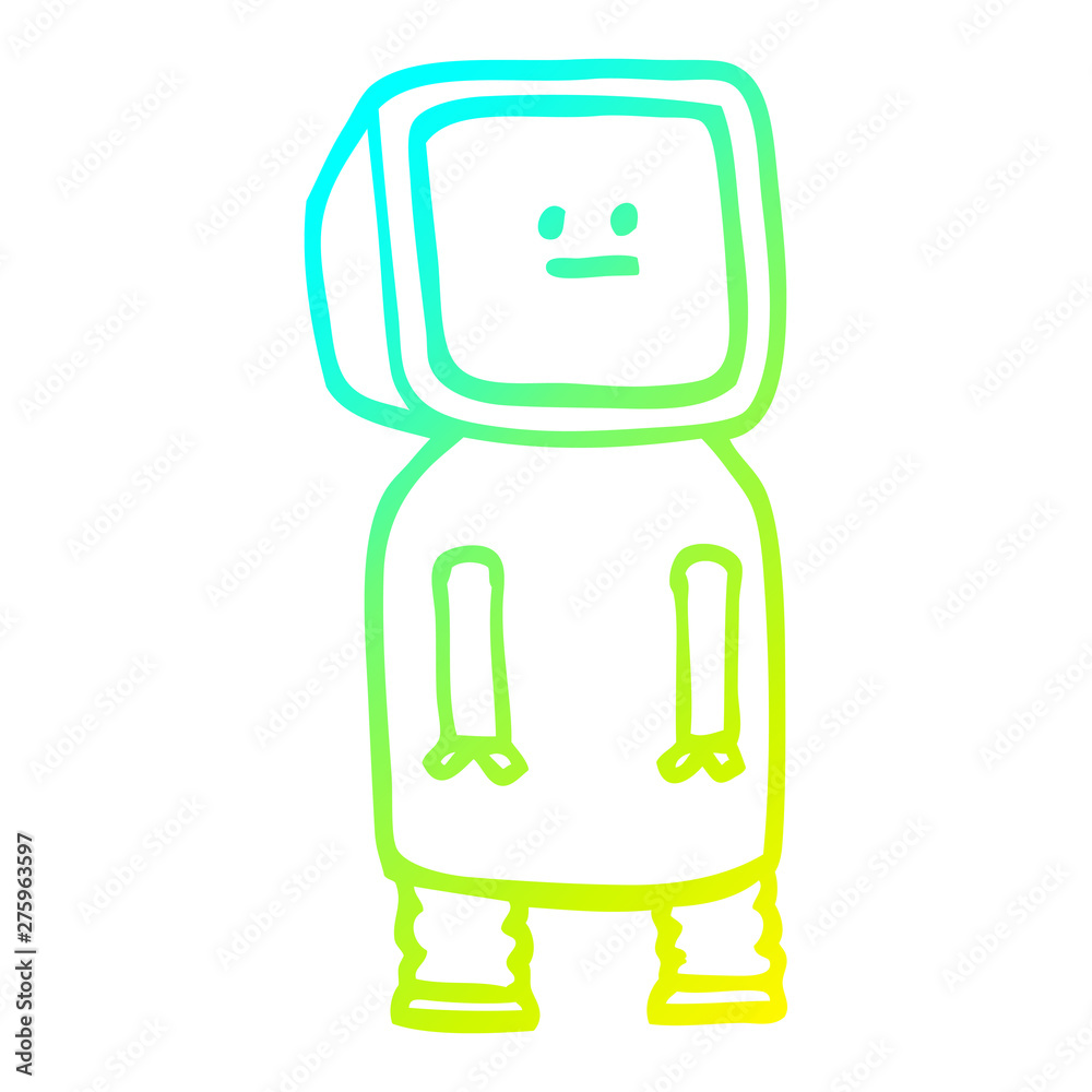 cold gradient line drawing cartoon funny robot