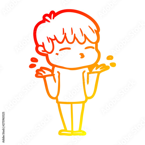 warm gradient line drawing cartoon curious boy